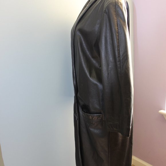 π€ VINTAGE Genuine Leather Coat Black Womens Petite Small - Picture 10 of 15